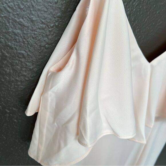 REVOLVE, LPA V Neck Ruffle Gown in Champagne - Picture 7 of 16